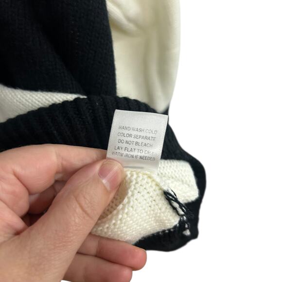 Après Ski Knit Sweater Le Lis Black‎ White Striped Winter Medium - Picture 7 of 7